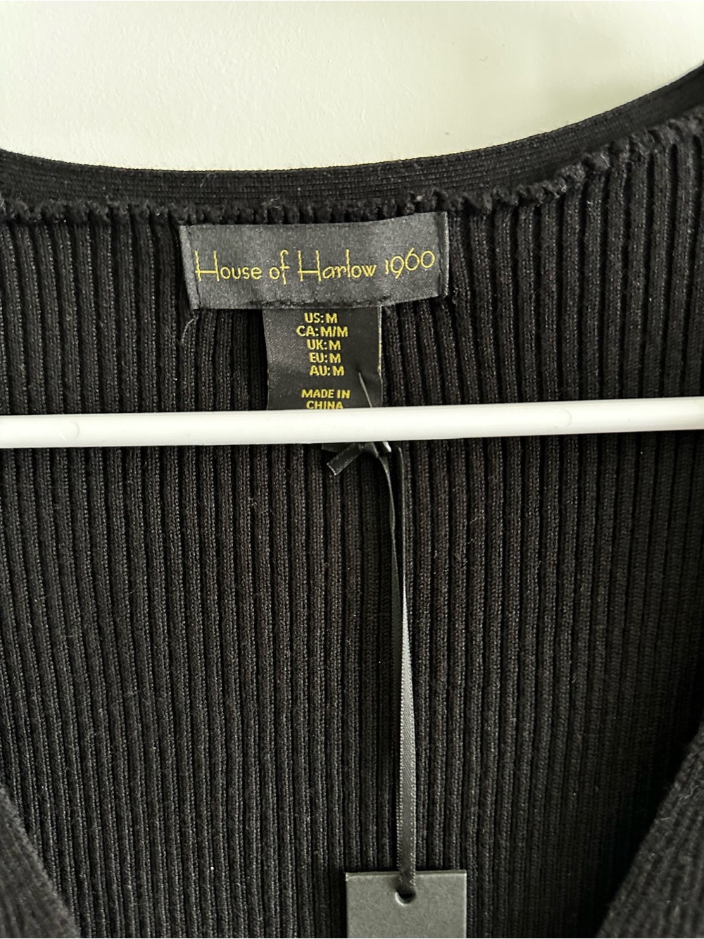 NTW! House of Harlow 1960 Black Ribbed V-Neck Long Sleeve Bodysuit - Picture 2 of 4